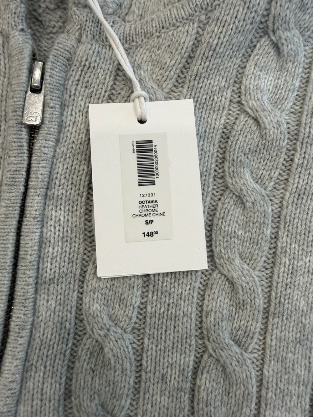 Sunday Best, Heather chrome zip hoodie size small - Picture 2 of 3